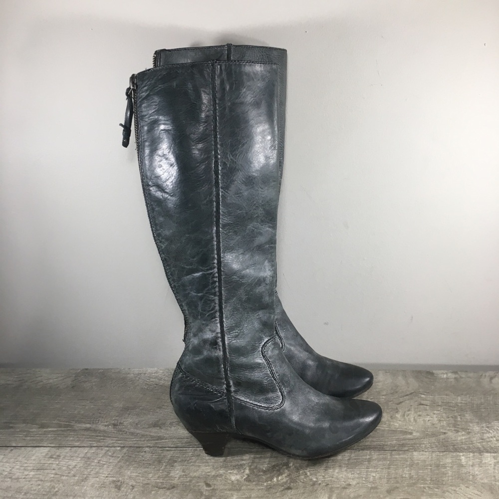 Frye 76495 Steffi Back Zip Leather Riding Women’s Kitten Heel Boots Size 6.5